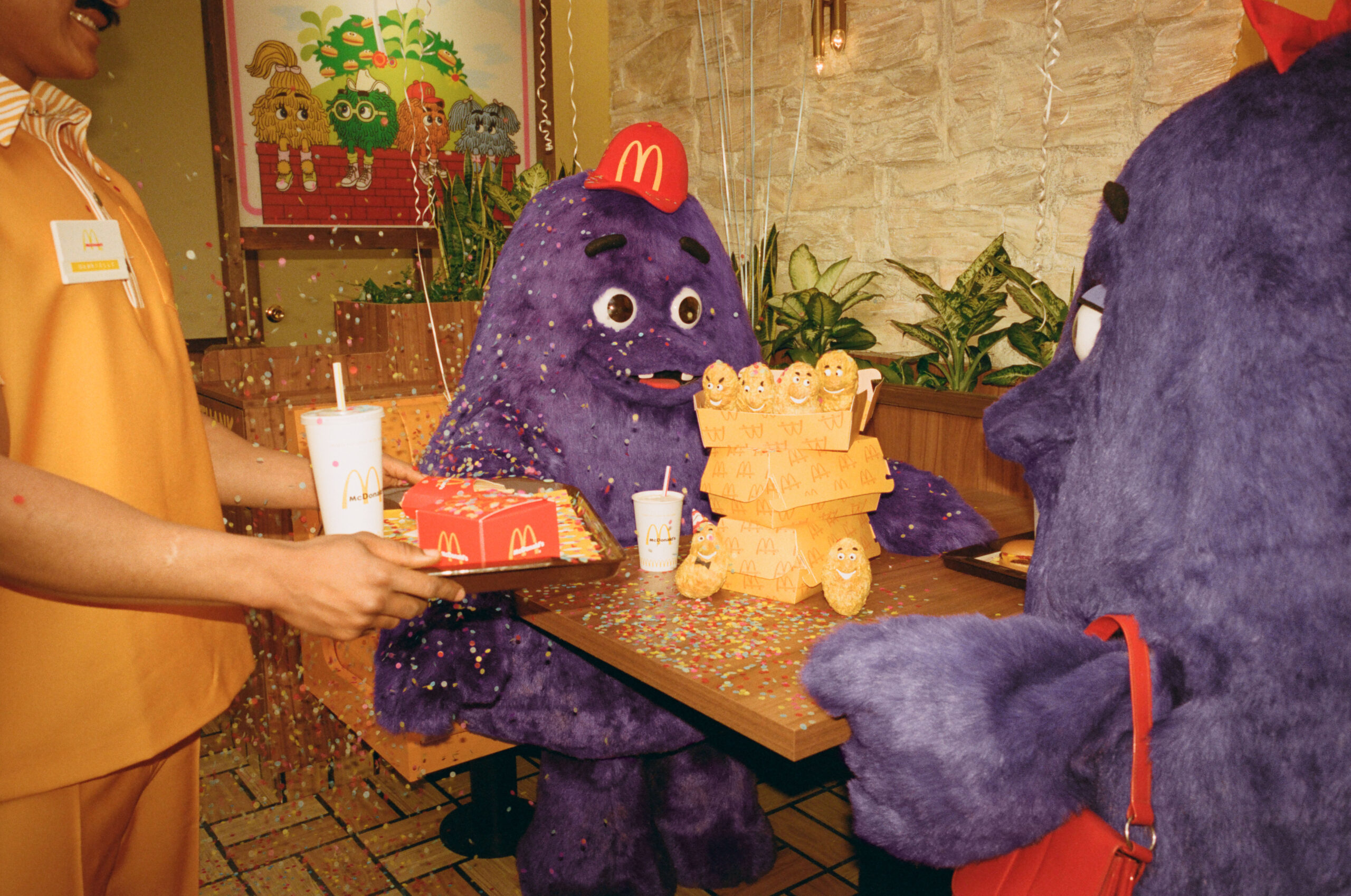 Young Grimace Celebrating Birthday with McNuggets